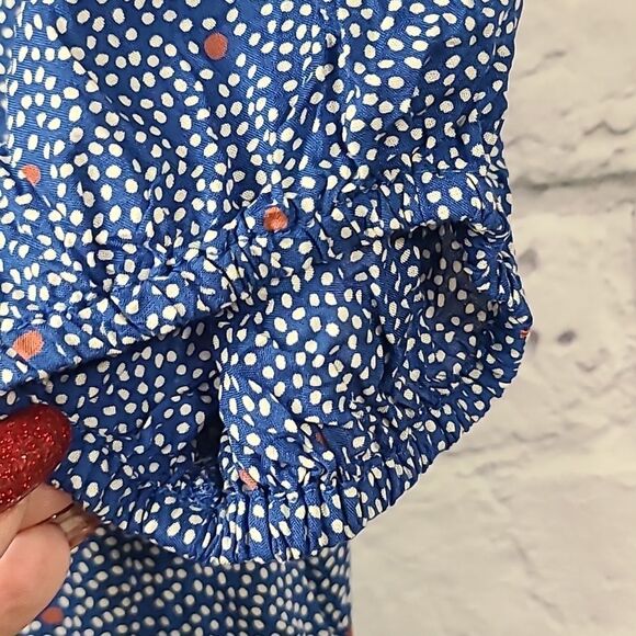 Lucky Brand Ruffled Surplice Blue Polka Dot Dress Cute Casual Comfy Pullover LB - Picture 6 of 11